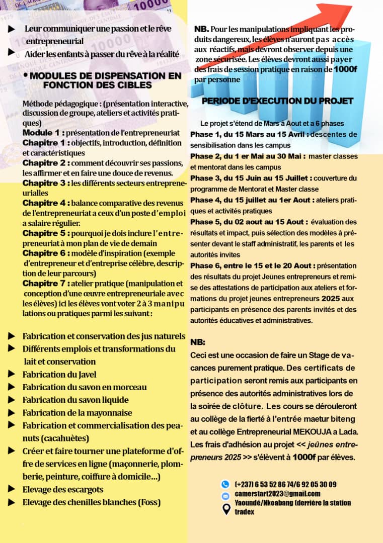 Flyer Projet Jeunes Entrepreneurs 2025 — verso.