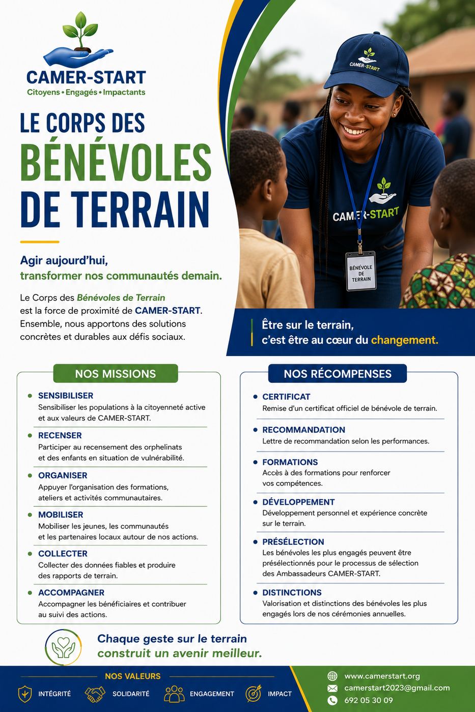 Flyer officiel du Corps des Bénévoles de Terrain CAMER-START