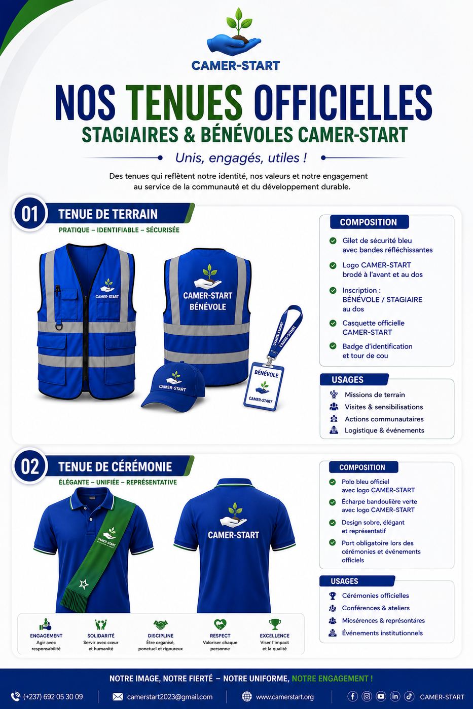 Uniforme officiel des bénévoles et stagiaires CAMER-START